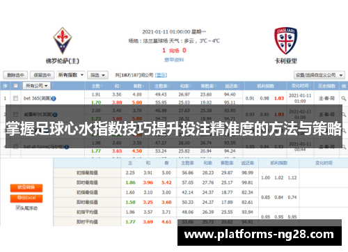 掌握足球心水指数技巧提升投注精准度的方法与策略